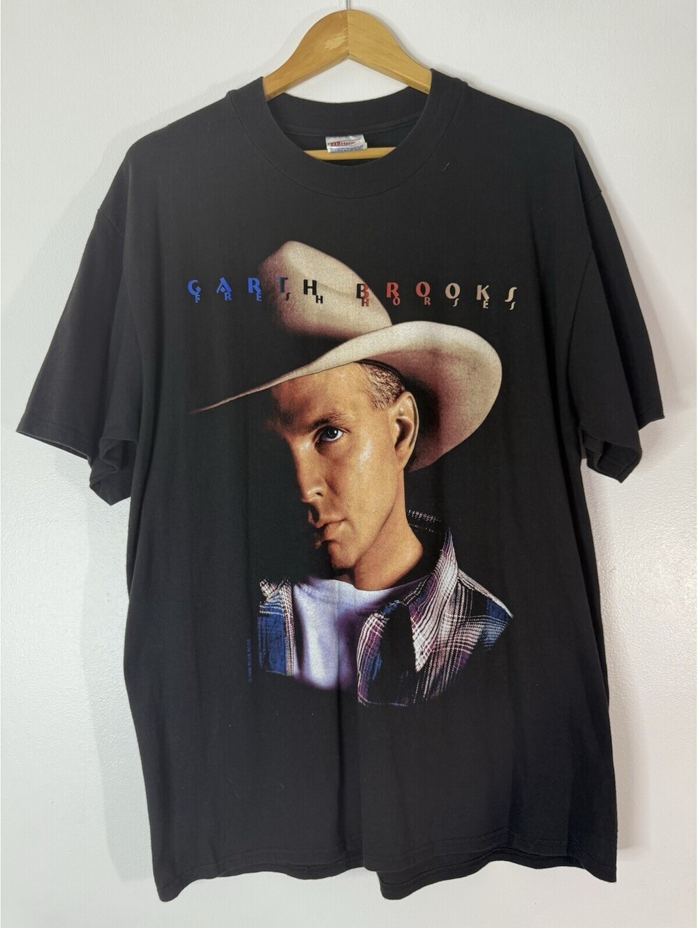 Vtg Garth Brooks T Shirt Fresh Horses Tour 1996 Country Music Concert 90s XL
